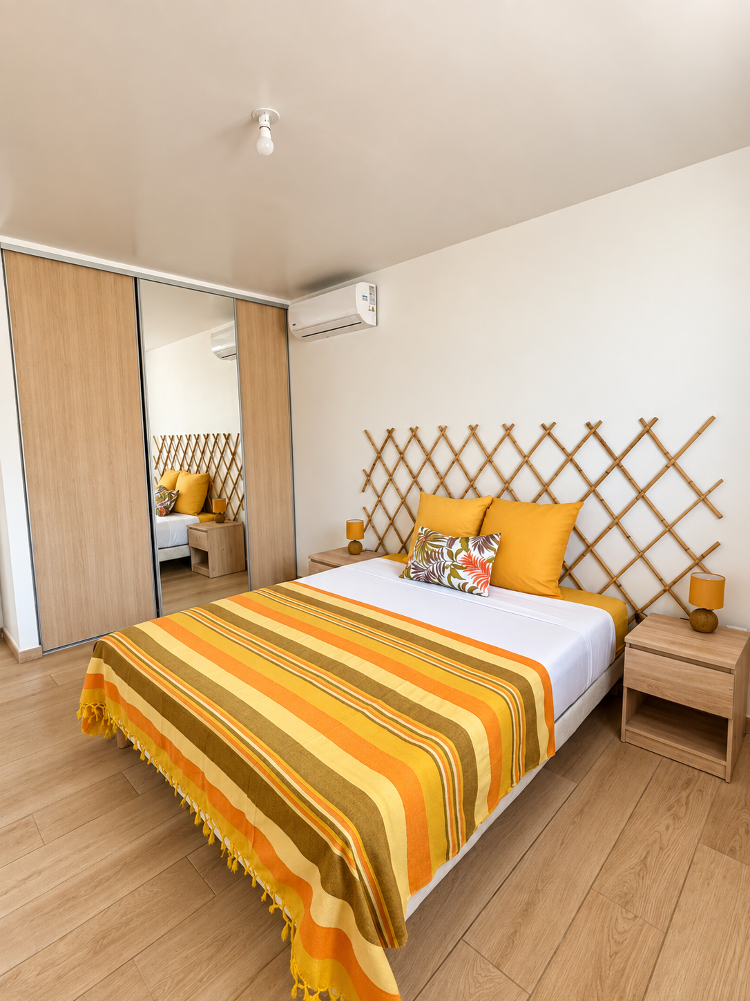 Chambre double aux tons jaunes de Villa Douceur Caraïbes